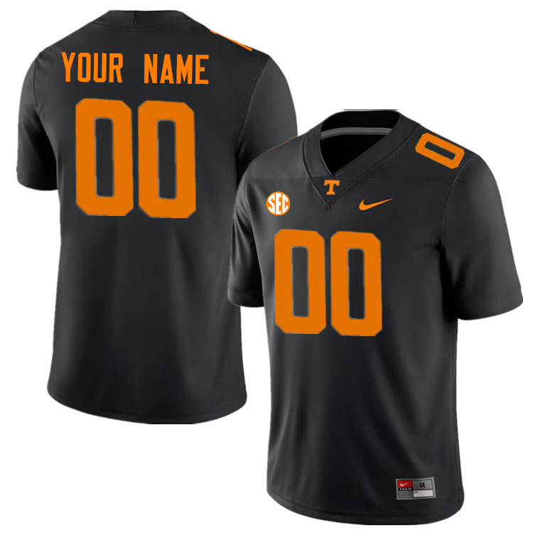 Custom Tennessee Volunteers Name And Number Football Jersey-Black